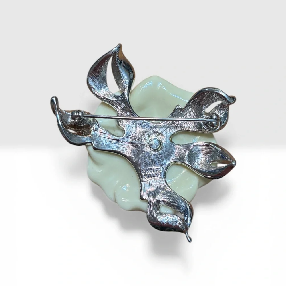Nolan Miller Cream Camilla Rhinestone Brooch